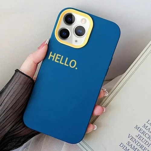 Estuche híbrido para teléfono iPhone 11 Pro Max Hello Word PC y TPU (Azul Real)