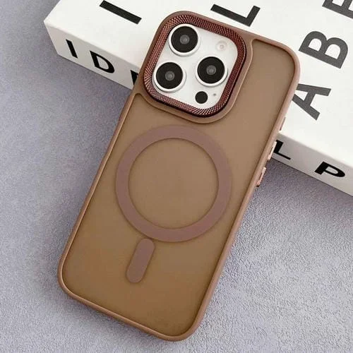 Estuche Híbrido TPU y PC con Marco de Lente de Diamante Magsafe para iPhone 13 Pro (Dorado)