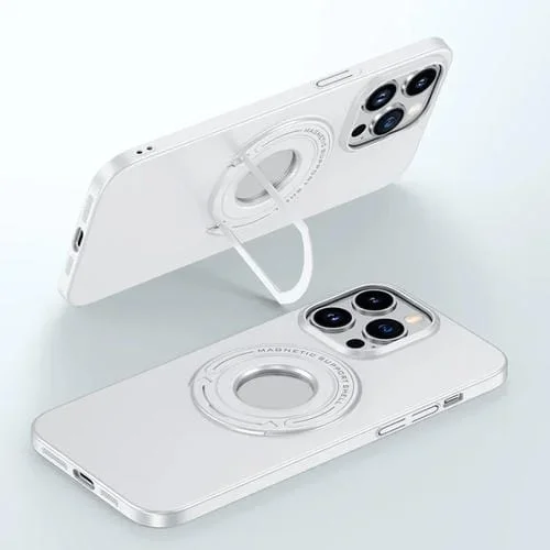 Estuche Magnético Mate Magsafe para iPhone 15 Pro con Soporte para Carrito (Blanco)