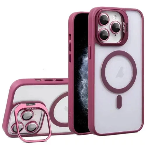 Estuche Magnético para iPhone 11 Pro Max U1 con Soporte para Lente Invisible Acrílico y TPU (Rojo Vino)