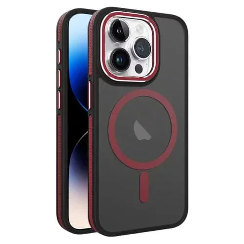Estuche Magnético para Teléfono iPhone 14 Pro Max Magsafe Esmerilado Dos Colores (Rojo)