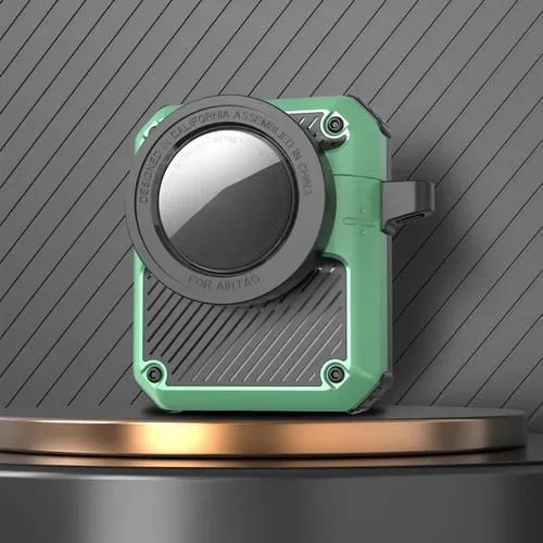 Estuche para Auriculares AirPods 1/2 con Interruptor de Tapa Automático TPU + PC con Airtag (Cian)