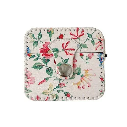 Estuche para Auriculares Inalámbricos AirPods 1/2 Cuero PU Floral (Blanco)