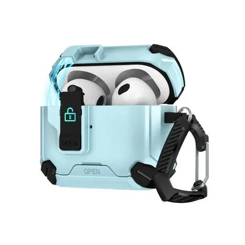 Estuche para Auriculares Magsafe Airpods 4 con Soporte Magnético (Negro y Azul Claro)
