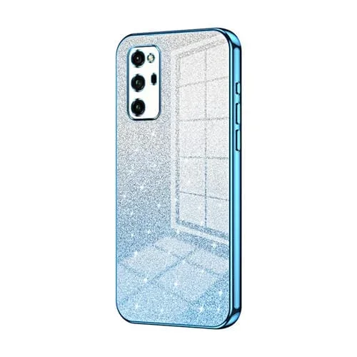 Estuche para Honor V30 Pro Galvanizado con Polvo de Brillo Degradado (Azul)