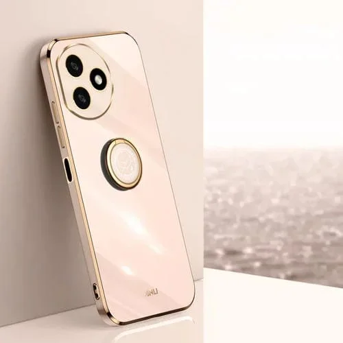 Estuche para Honor X50I + 5G Xinli TPU Electrochapado 6D con Borde Recto y Soporte para Anillo (Rosa)