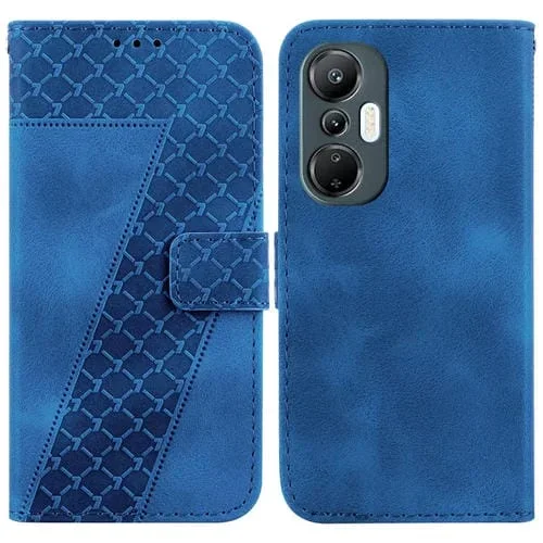 Estuche para Infinix Hot 20S de Cuero en Relieve en Forma de 7 (Azul)