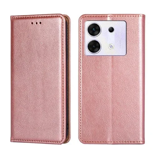 Estuche para Infinix Zero 30 5G de Cuero Magnético con Aceite Brillante (Oro Rosa)