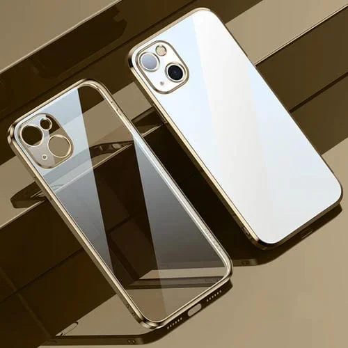 Estuche para iPhone 13 Mini Sulada Marco de Borde de Silicona Elástico + TPU Anticaída (Oro)