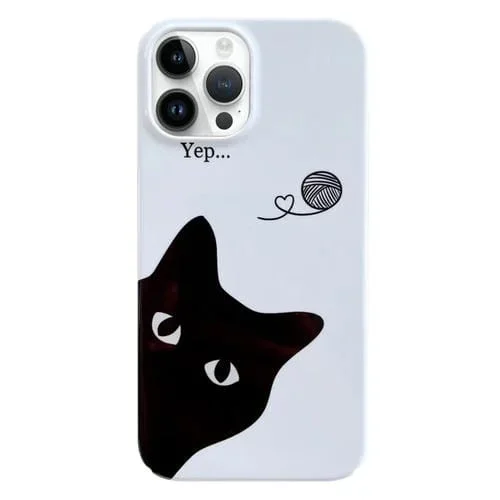 Estuche para iPhone 13 Pro PC con Patrón Pintado Gato Negro