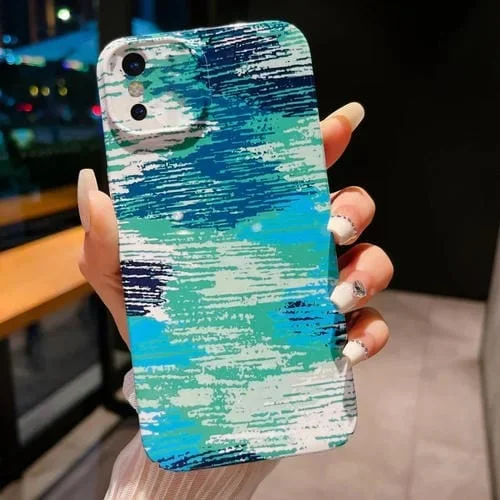 Estuche para iPhone X / Xs PC Patrón de Camuflaje con Orificio Preciso (Azul Verde)