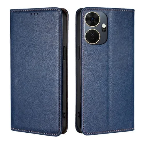 Estuche para Itel P55 + 4G de Cuero Magnético con Aceite Brillante (Azul)