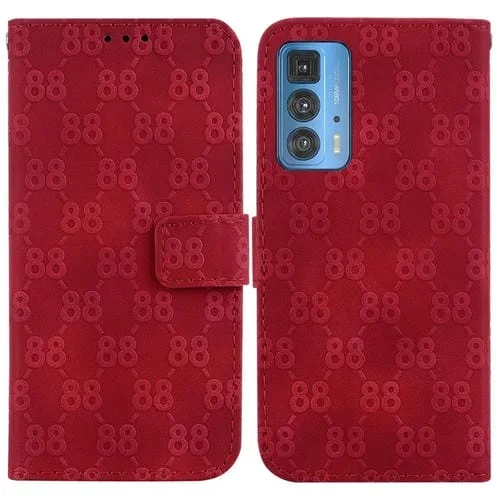 Estuche para Motorola Edge 20 Pro de Cuero en Relieve con Doble Forma de 8 (Rojo)