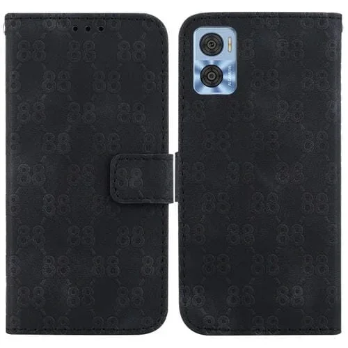 Estuche para Motorola Moto E22 / E22I de Cuero en Relieve con Doble Forma de 8 (Negro)