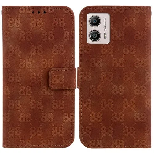 Estuche para Motorola Moto G13 G23 G53 de Cuero en Relieve Doble Forma de 8 (Marrón)