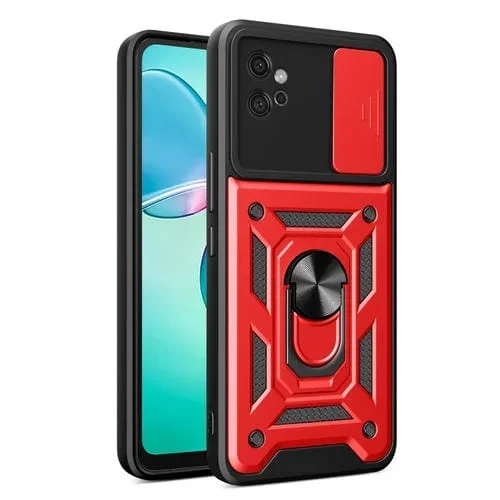Estuche para Motorola Moto G32 con Cubierta de Cámara Deslizante PC Híbrido TPU (Rojo)