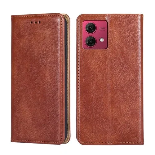 Estuche para Motorola Moto G84 5G de Cuero Magnético con Aceite Brillante (Marrón)