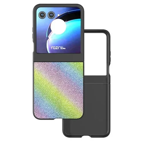 Estuche para Motorola Razr 50 Diamond Series con Borde Negro (Arco Iris)