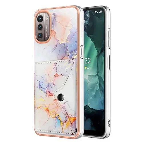 Estuche para Nokia G21 y G11 con Ranura para Tarjeta y Patrón Mármol (Galaxy Marble White)