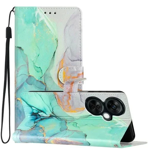 Estuche para OnePlus Nord Ce 3 Lite 5G de Cuero con Dibujo Coloreado (Mármol Verde)