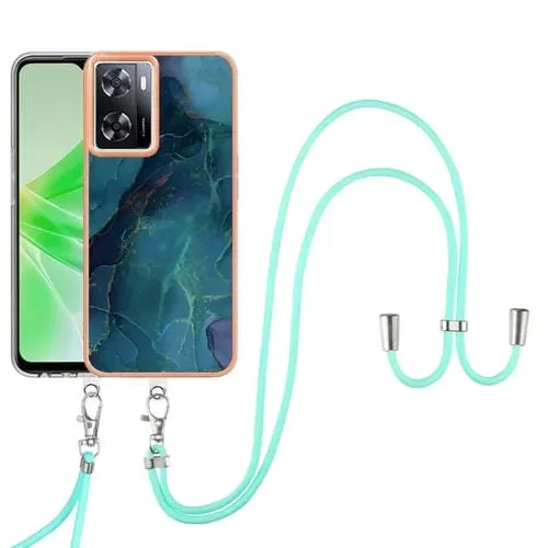 Estuche para OnePlus Nord N300 IMD Doble Cara Mármol Galvanizado con Cordón (Verde)