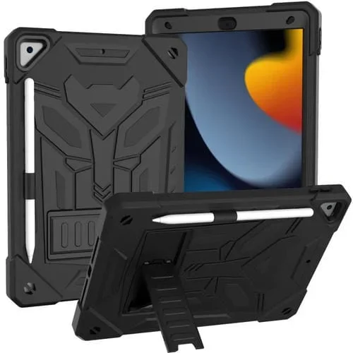 Estuche para Tableta iPad 10.2 Bumblebee Silicone + PC a Prueba de Golpes con Soporte (Negro)