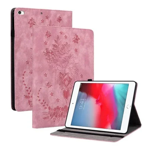 Estuche para Tableta iPad Mini 5 / 4 / 3 / 2 / 1 Cuero En Relieve Butterfly Rose (Rosa)