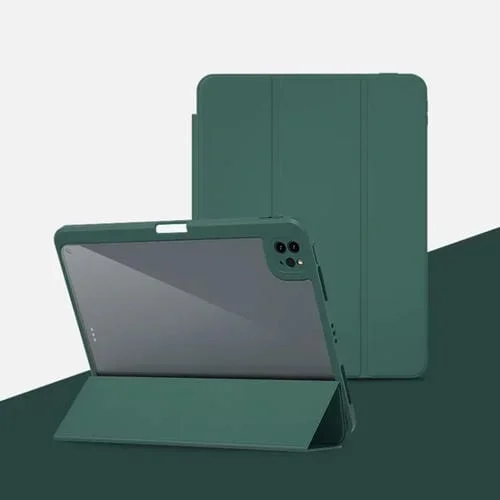 Estuche para Tableta iPad Pro 12.9 2020 Cuero Dividido Magnético (Verde Oscuro)