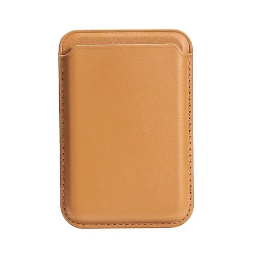 Estuche para Tarjetas de Cuero Magnético Magsafe con Dos Ranuras para Tarjetas (Marrón Claro)