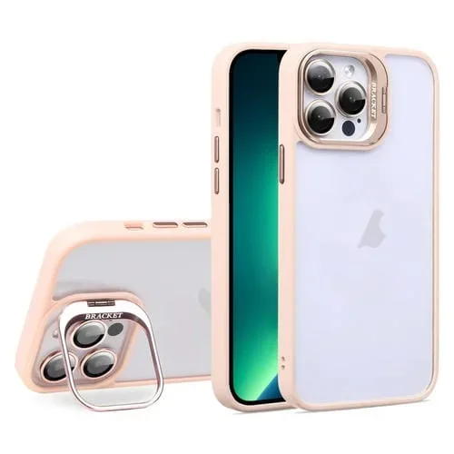 Estuche para Teléfono Acrílico TPU Soporte Lente Invisible U1 para iPhone 13 Pro Max (Rosa)