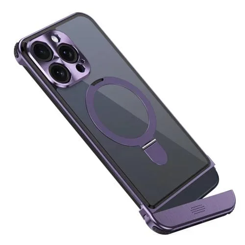 Estuche para Teléfono con Soporte de Anillo Magsafe Aroma Tijera de Metal para iPhone 13 Pro Max (Morado)
