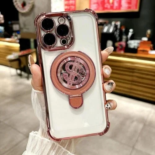 Estuche para Teléfono con Soporte Magsafe para iPhone 16 Pro Max con Película para Lente (Rosa)