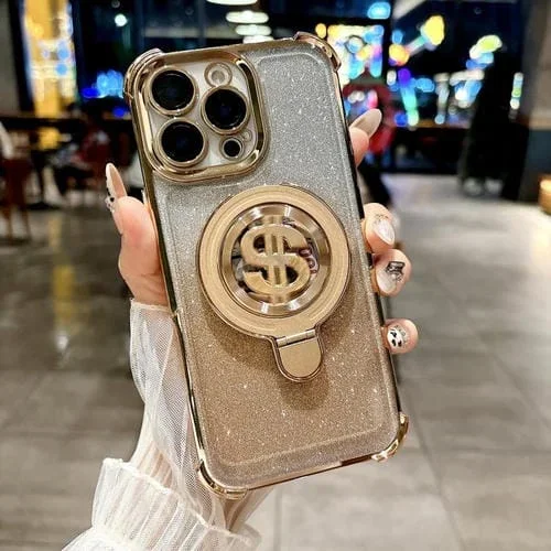 Estuche para Teléfono con Soporte Magsafe y Película para Lente iPhone 13 Pro (Dorado)