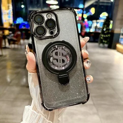 Estuche para Teléfono con Soporte Magsafe y Película para Lente iPhone 15 Pro (Negro)