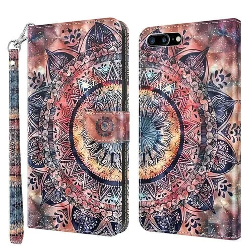Estuche para Teléfono Cuero Pintado 3D iPhone 8 Plus 7 Plus (Mandala Colorida)