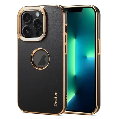 Estuche para Teléfono Denior iPhone 13 Pro Max Galvanoplastia Textura de Becerro (Negro)