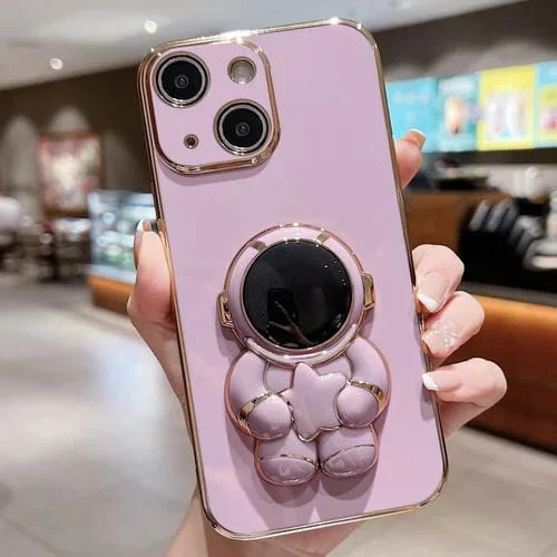 Estuche para teléfono Embrace Stars para iPhone 15 Plus con soporte para astronauta galvanizado (Púrpura)