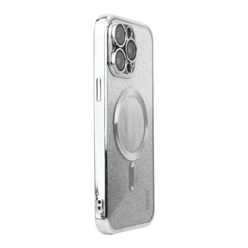 Estuche para Teléfono Enkay Hat-Prince para iPhone 15 Pro Max a Prueba de Golpes con Brillo Magnético y Película para Lentes (Plateado)