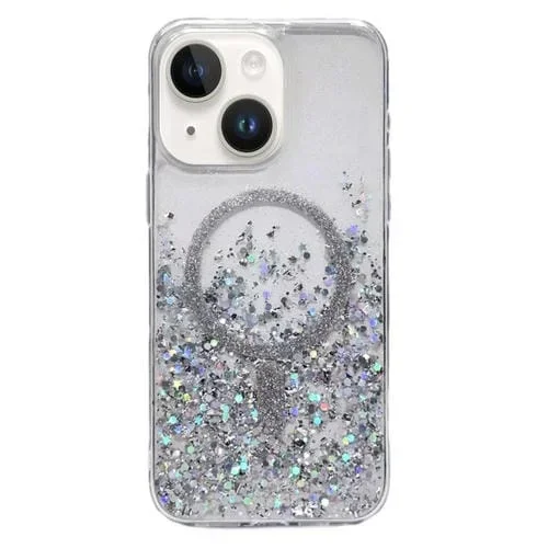 Estuche para Teléfono Híbrido TPU Magsafe para iPhone 14 con Brillo Degradado (Plateado)