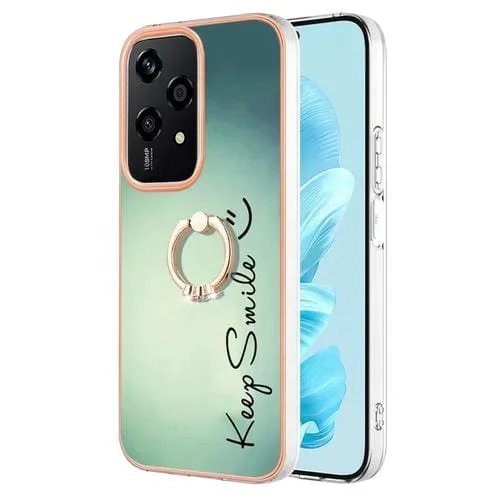 Estuche para Teléfono Honor 200 Lite Galvanoplastia Doble Cara IMD Soporte Anillo (Sonrisa)