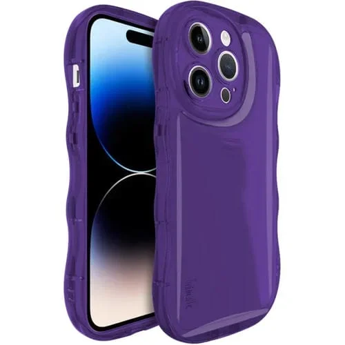 Estuche para teléfono Imak Wave Bubble para iPhone 15 Pro a prueba de golpes (Púrpura)