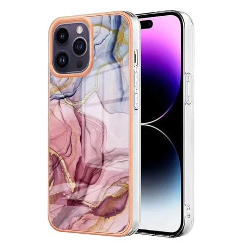 Estuche para Teléfono Imd Doble Cara Galvanoplastia Mármol iPhone 16 Pro Max (Rojo Rosa)