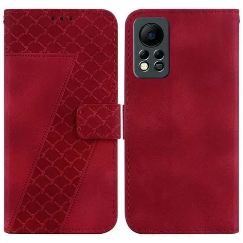 Estuche para Teléfono Infinix Hot 11S Nfc X6812B Cuero en Relieve en Forma de 7 (Rojo)