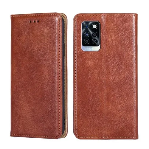 Estuche para Teléfono Infinix Note 10 Pro Cuero Magnético Color Sólido (Marrón)
