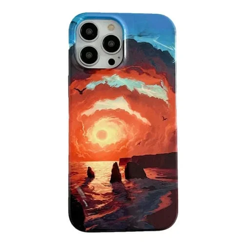 Estuche para Teléfono iPhone 11 2 en 1 con Patrón de Mar y Pintura al Óleo Desmontable (Rojo)