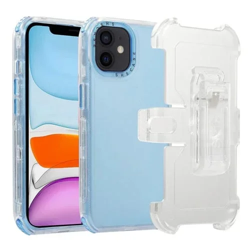 Estuche para Teléfono iPhone 11 Frosted PC + TPU con Clip Trasero (Azul Cielo)