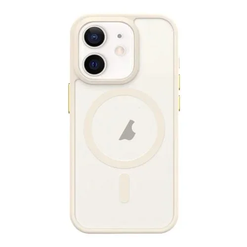 Estuche para Teléfono iPhone 11 Magsafe Mate a Prueba de Golpes Botón de Metal Sensación de Piel (Blanco)