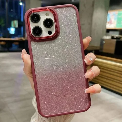 Estuche para Teléfono iPhone 11 Pro Max Acrílico Galvanoplastia Brillo Degradado (Rojo Vino)