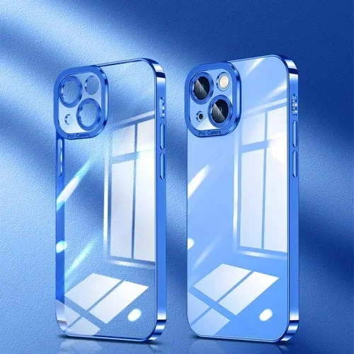 Estuche para Teléfono iPhone 11 Pro Max Alta Transparencia con Baño de Cristal (Azul Marino)