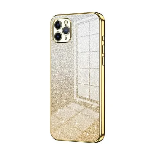 Estuche para Teléfono iPhone 11 Pro Max Galvanizado con Brillo En Polvo Degradado (Dorado)